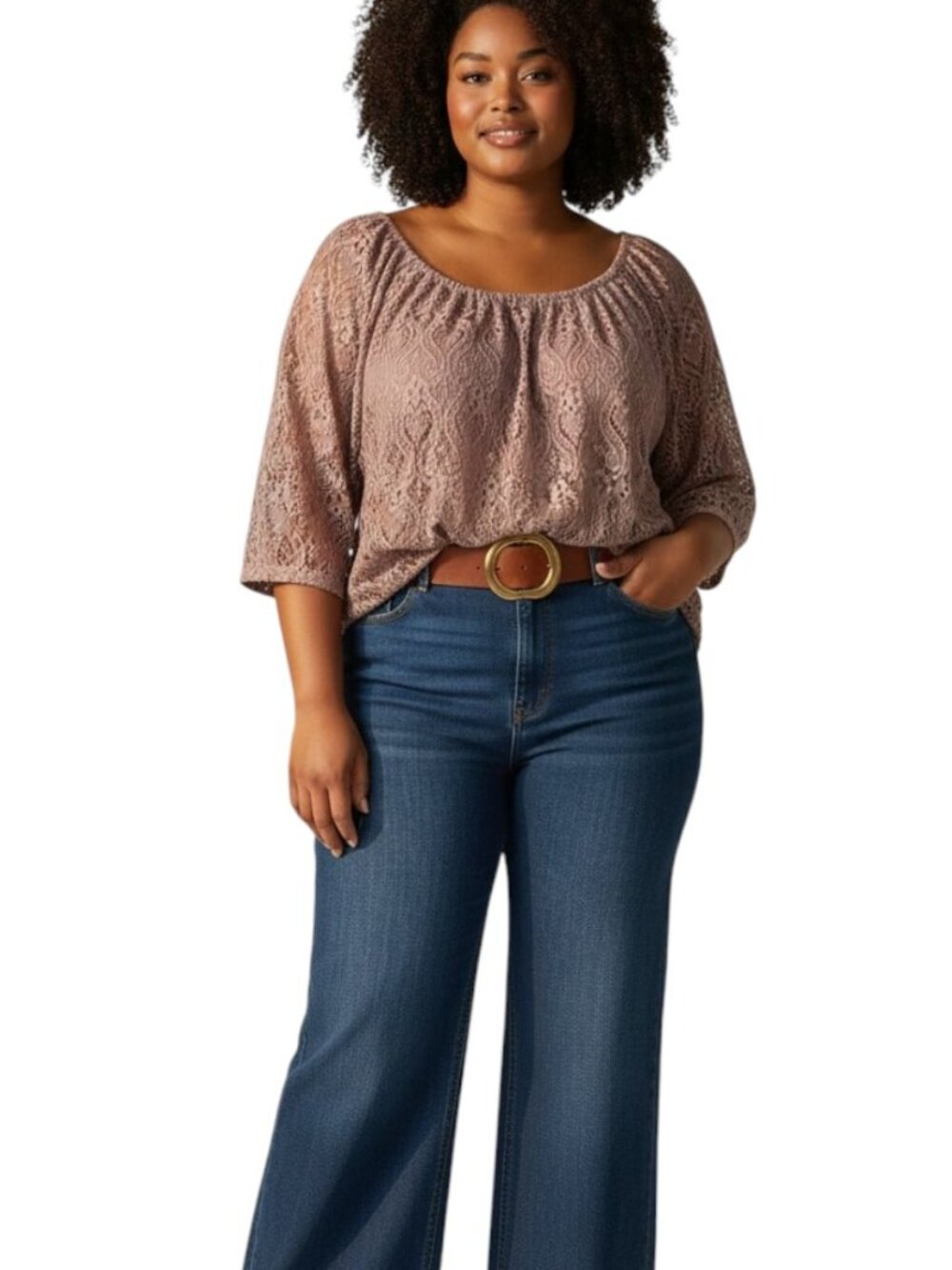 Crochet Lace Blouse Top Asymmetrical Sleeve On/Off Shoulder 70s Boho Chic Fairy
